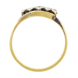18ct gold illusion set, five stone diamond ring, stamped