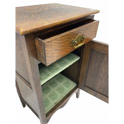 Edwardian music cabinet, stool and an oak cabinet