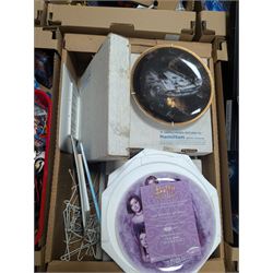 Large collection of Sci-Fi collectors plates, including Doctor Who, Star Trek and Buffy examples, together with Disney MGM trophy, diecast trains and other collectables, in six boxes