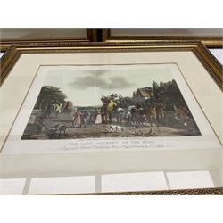  Charles Rosenberg (British 19th century) after William John Huggins (British 1781-1845): 'H C S Macqueen', colour engraving pub. 1834; Richard Gilson Reeve (British 1803-1889) after Francis Calcraft Turner (British 1795-1865): 'Artaxerxes' colour engraving pub. 1838;  Charles Rosenberg (British 19th century) after Jacques Laurent Agasse (Swiss 1767–1849): 'The Last Journey on the Road', colour engraving pub. 1833 max 40cm x 56cm (4)