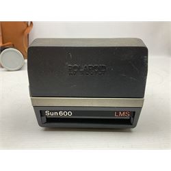 Brass telescope, together with Zenith 7 x 50 field binoculars, two polaroid cameras and other cameras and equipment 