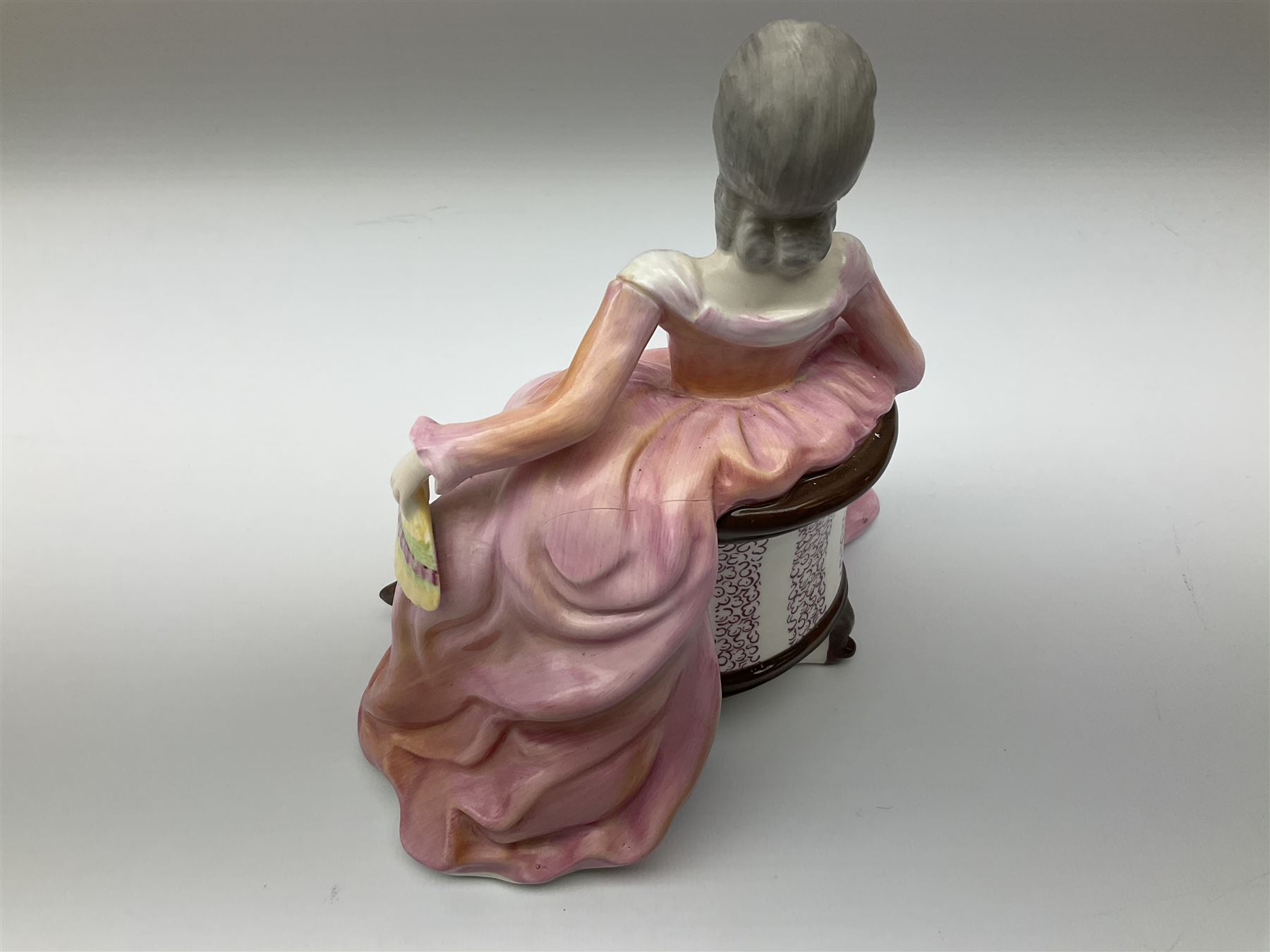 A group of eight Royal Doulton figures, comprising Simone HN2378, Amy HN3854, Fragrance HN2334, Louise HN3207, Adrienne H2304, Michele HN2234, Fine Lady HN2193, Winsome HN2220 and a Coalport figure, Polly. 