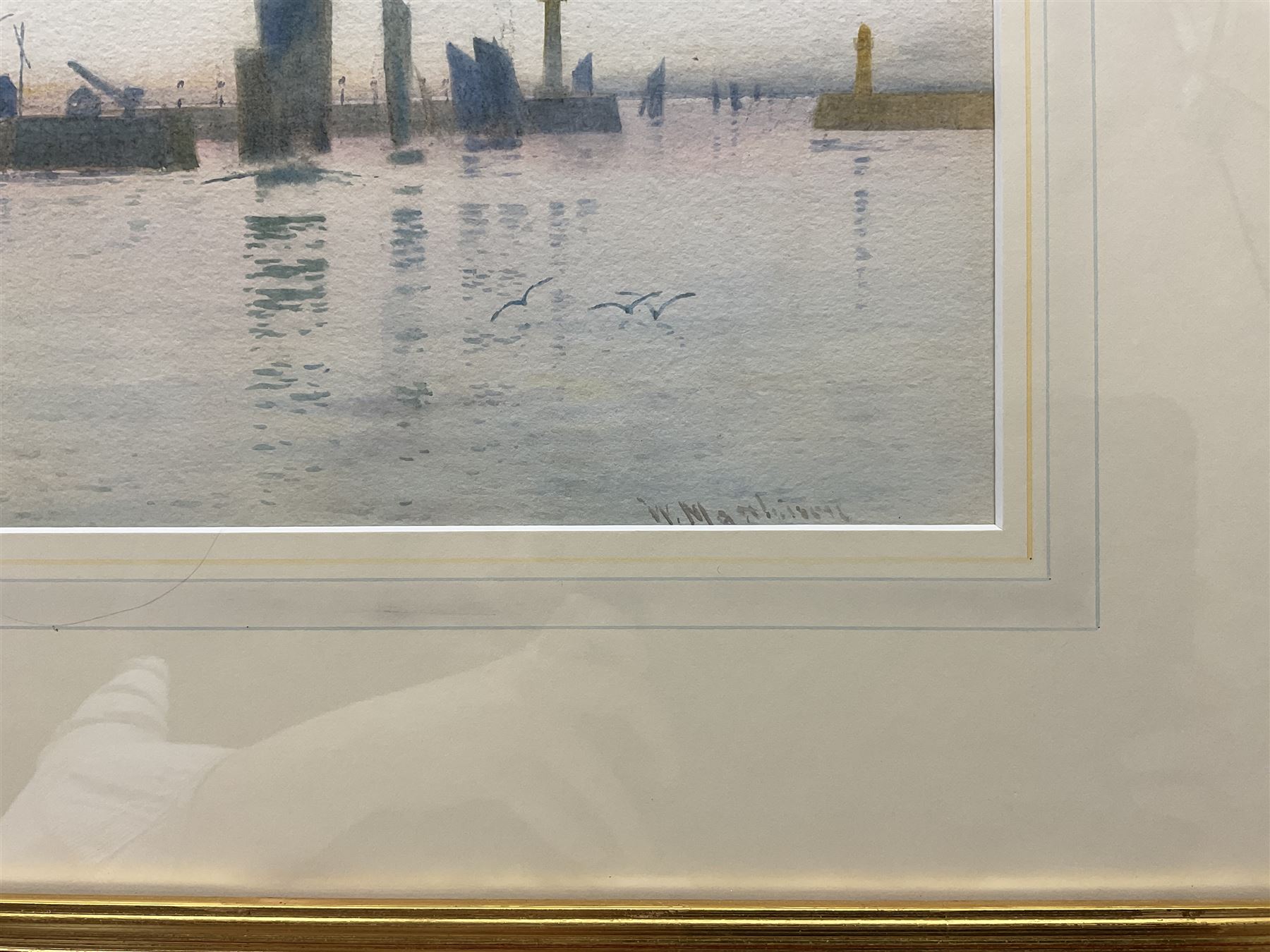 William Matthison (British 1853-1926): Whitby Harbour, watercolour signed 19.5cm x 57.5cm