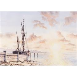 John Edwin Wigston (British 1939-): 'No 18 Dawn' 'No 19 Sunday Morning' 'No 20 Moonlight' and 'No 21 Storm', set of four watercolours signed and dated 2013, titled on label verso all 24cm x 35cm (4)