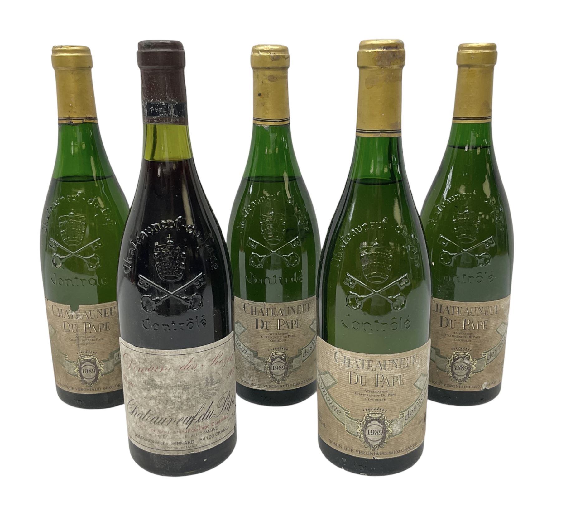 Domaine des Rozets, 1989, Chateauneuf du Pape, 75cl, 13% vol, four bottles together with further 1985 bottle, 75cl, unknown proof (5)