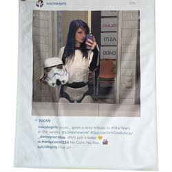 SuicideGirls (American 2001-): 'Star Wars' - ‘True Art’ Instagram Series 2015, giclée print on canvas, from the open edition published in response to Richard Prince’s New Portraits series exh. Gagosian Gallery, printed with social media-style imagery and 'true art' tagline 175cm x 163cm (unframed)

Notes: SuicideGirls is an American photography collective founded in Los Angeles by Selena Mooney and Sean Suhl.
The present work forms part of a 2015 open edition issued in response to Prince’s appropriation of their Instagram imagery, incorporating the phrase 'true art' as a statement on authorship and image ownership