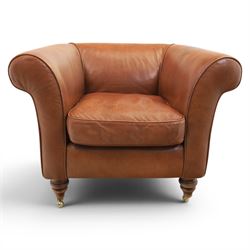 20th century tub armchair upholstered in tan leather