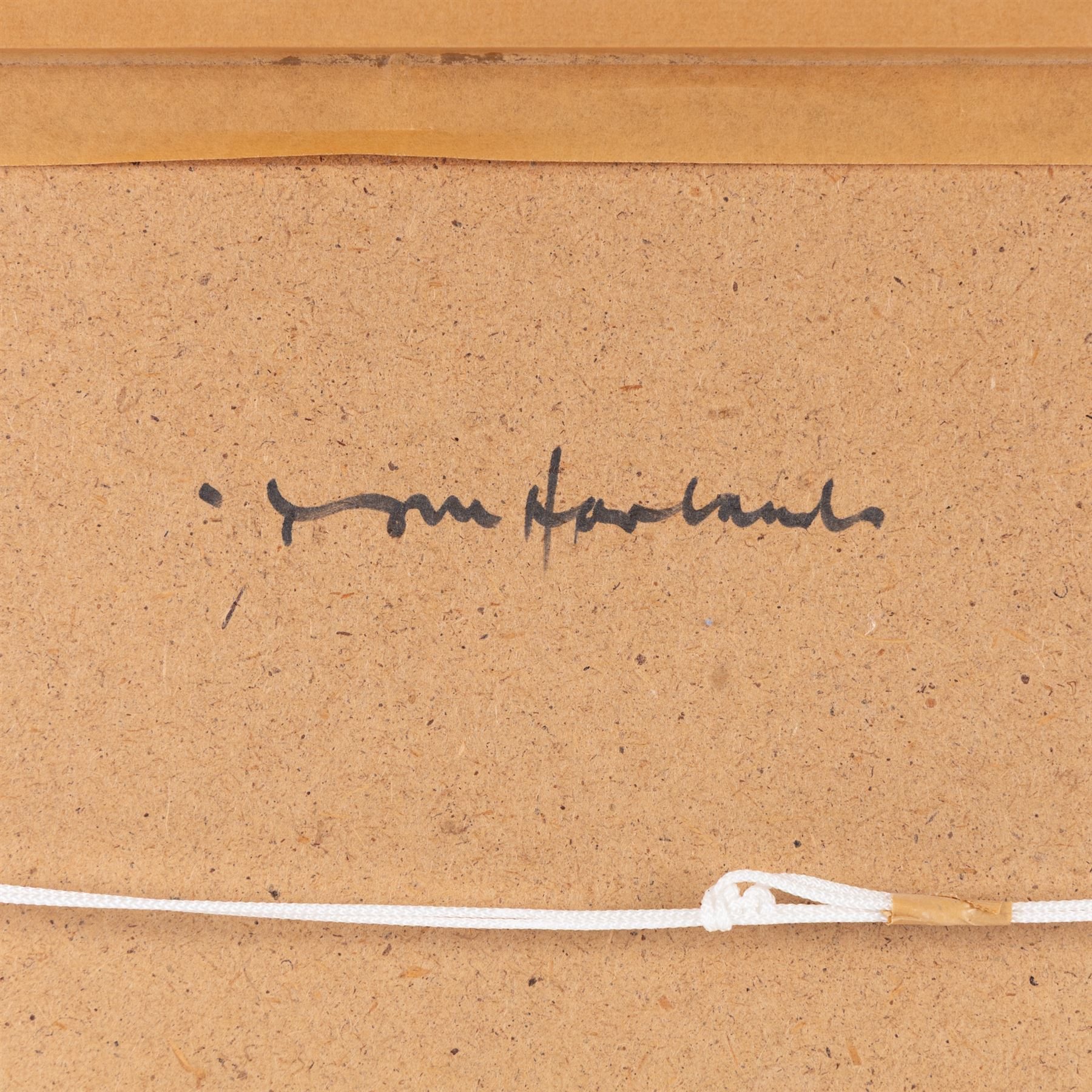 Tom Harland (Yorkshire 1945-2012): 'Snow Flurries', oil pastel on board signed, titled verso 28cm x 27cm 