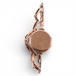 Early 20th century 9ct rose gold manual wind wristwatch, on expanding 9ct rose gold bracelet