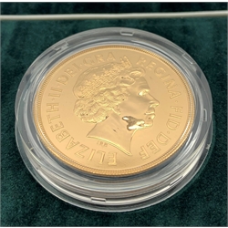 Queen Elizabeth II 1998 brilliant uncirculated gold five pound coin, cased with certificate