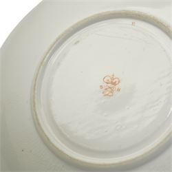 Early 20th century Sampson Hancock Derby porcelain breakfast cup and saucer, painted by  Harry Sampson Hancock, with central sprays and trailing flowers, within scroll gilt borders, painted marks beneath, saucer D14cm, cup H7cm