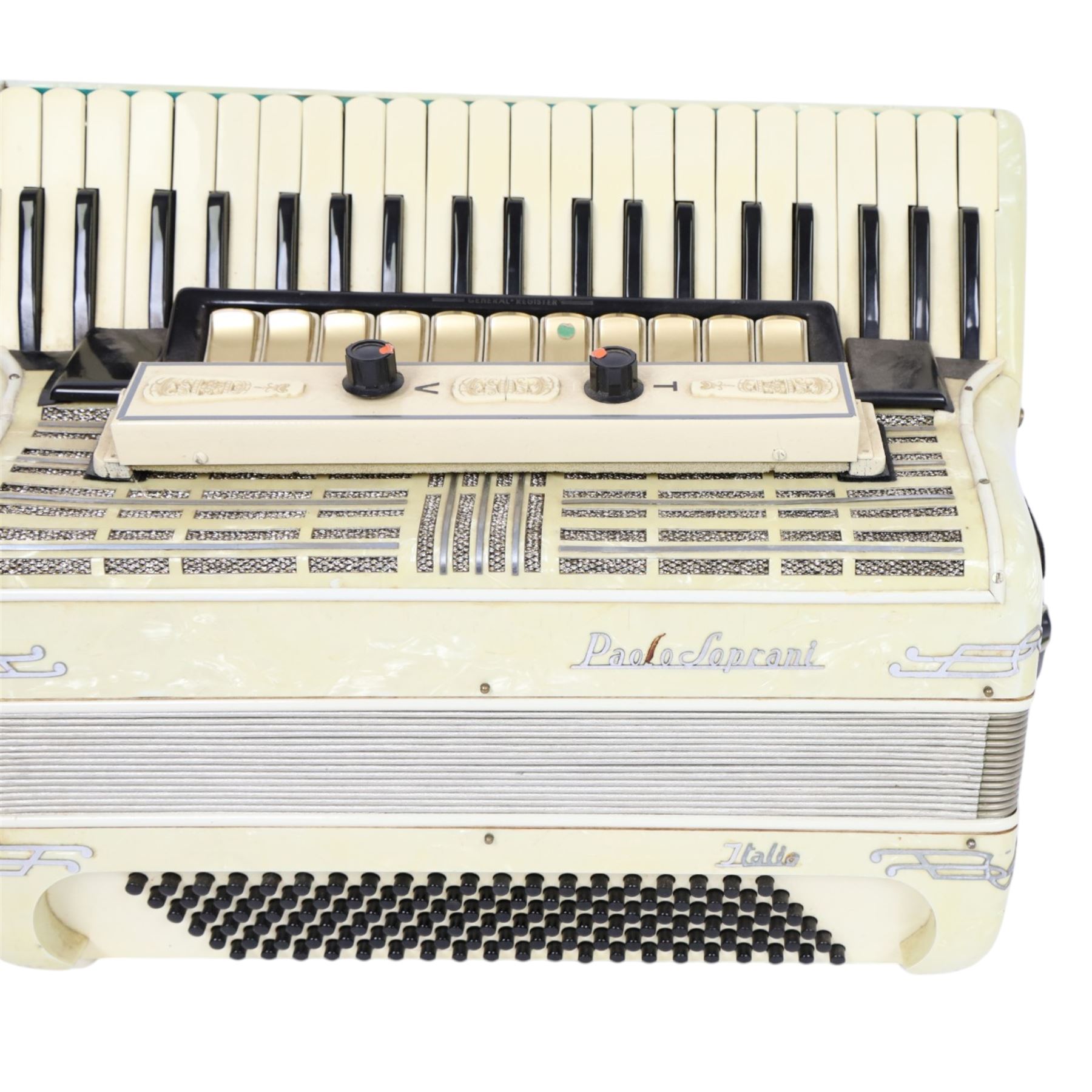 Paolo Soprani accordion, with 120 bass buttons and 41 piano keys, in soft case
