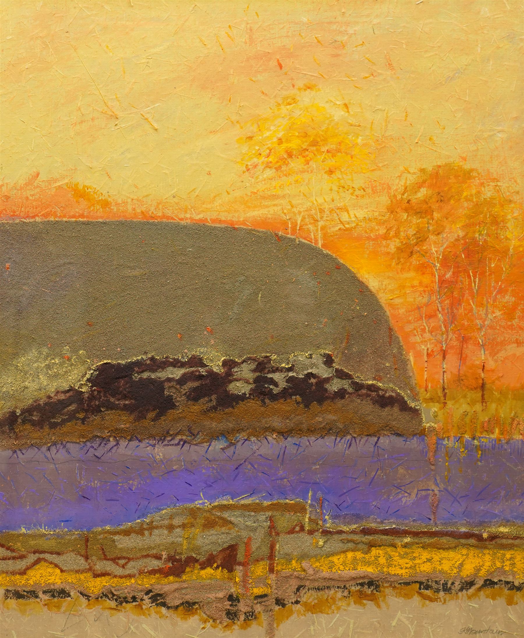 Keith Mountain (British 1944-): Sunset, mixed media signed 50cm x 41cm 