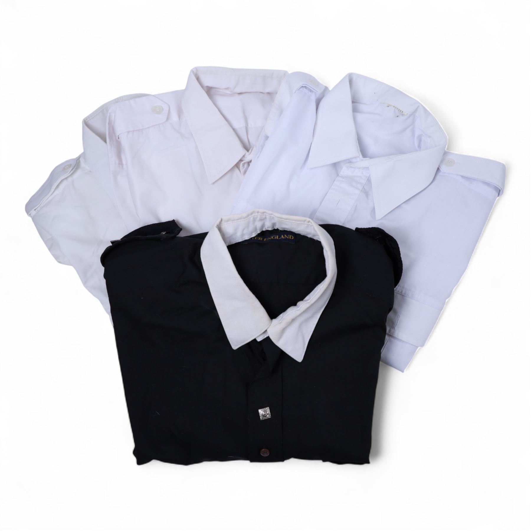 Piping regalia, comprising Armstrong tartan kilt with two kilt pins, three sporrans, including fur example, two jackets, Glengarry hat, other hats, collection of shirts, socks, ties, Hecsan shoes, dirk and belt