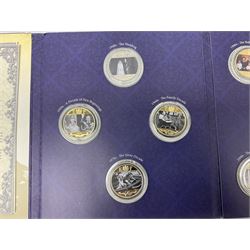 The Royal Mint United Kingdom 2006 brilliant uncirculated coin collection, in card folder and a part set of The London Mint Office 'The Platinum Wedding Anniversary Photographic Collection' coins