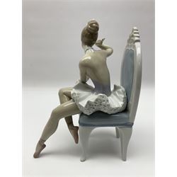 Lladro figure, Final Touches, modelled as a ballerina upon a chair, no 5866, H24cm 
