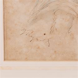 Follower of Joshua Reynolds (British 1723-1792): Studies of Young Women, set of four pen ink and colour wash drawings bearing signature and dated 1759, 20cm x 13cm - 15cm x 9cm (4)