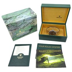 Rolex Oyster Perpetual Date Submariner gentleman's stainless steel automatic wristwatch, circa 1993, Ref. 16610, Serial No. S459924, on original Oyster bracelet with fold-over clasp, boxed with papers dated 1994