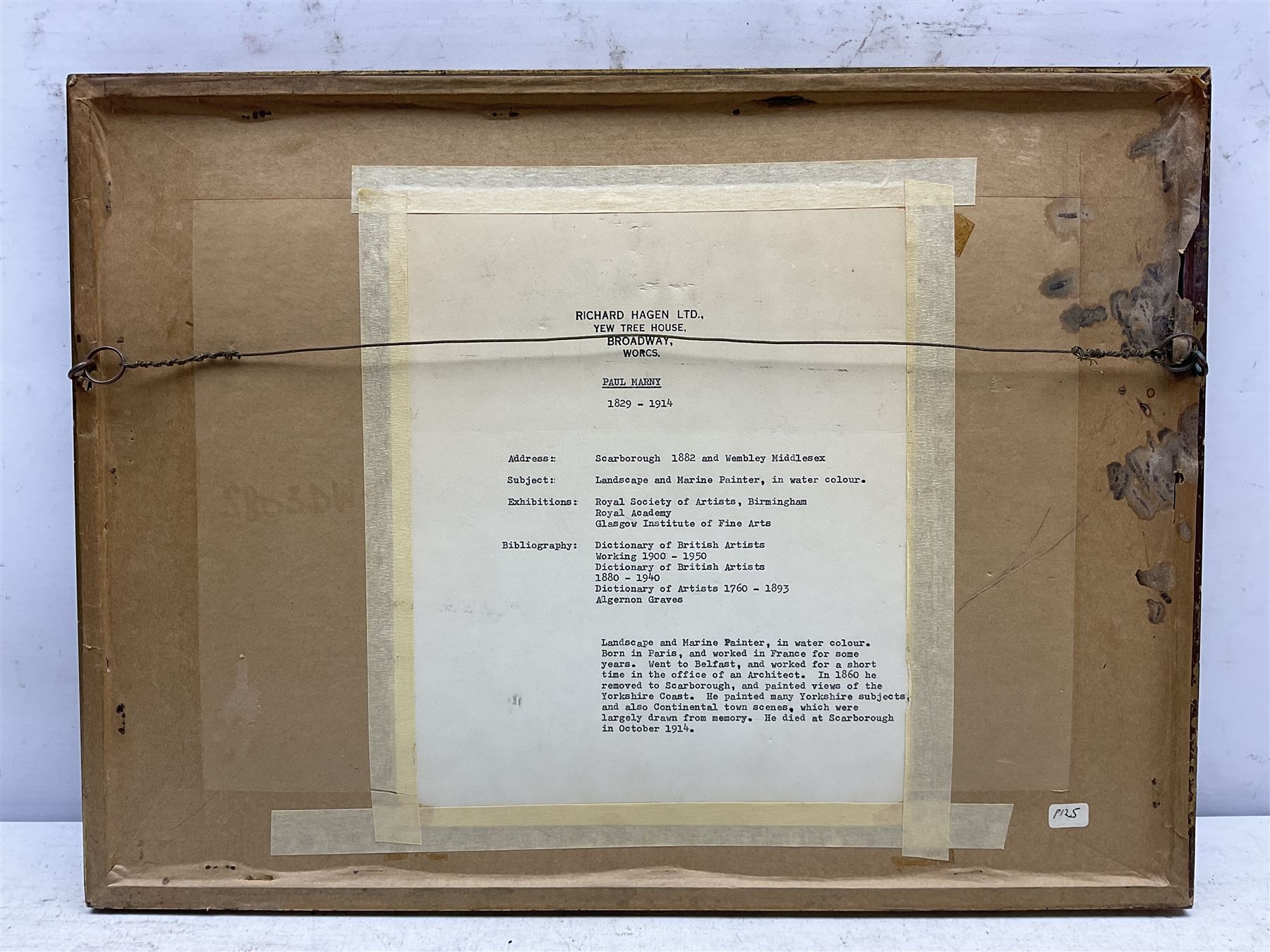 Paul Marny (French/British 1829-1914): 'Chatèlet Gaie and Pump St Michel - Old Paris', pair watercolours signed with initials, titled on the mounts 11.5cm x 19cm (2) 
Provenance: with Richard Hagen, Broadway, Worcestershire, label verso