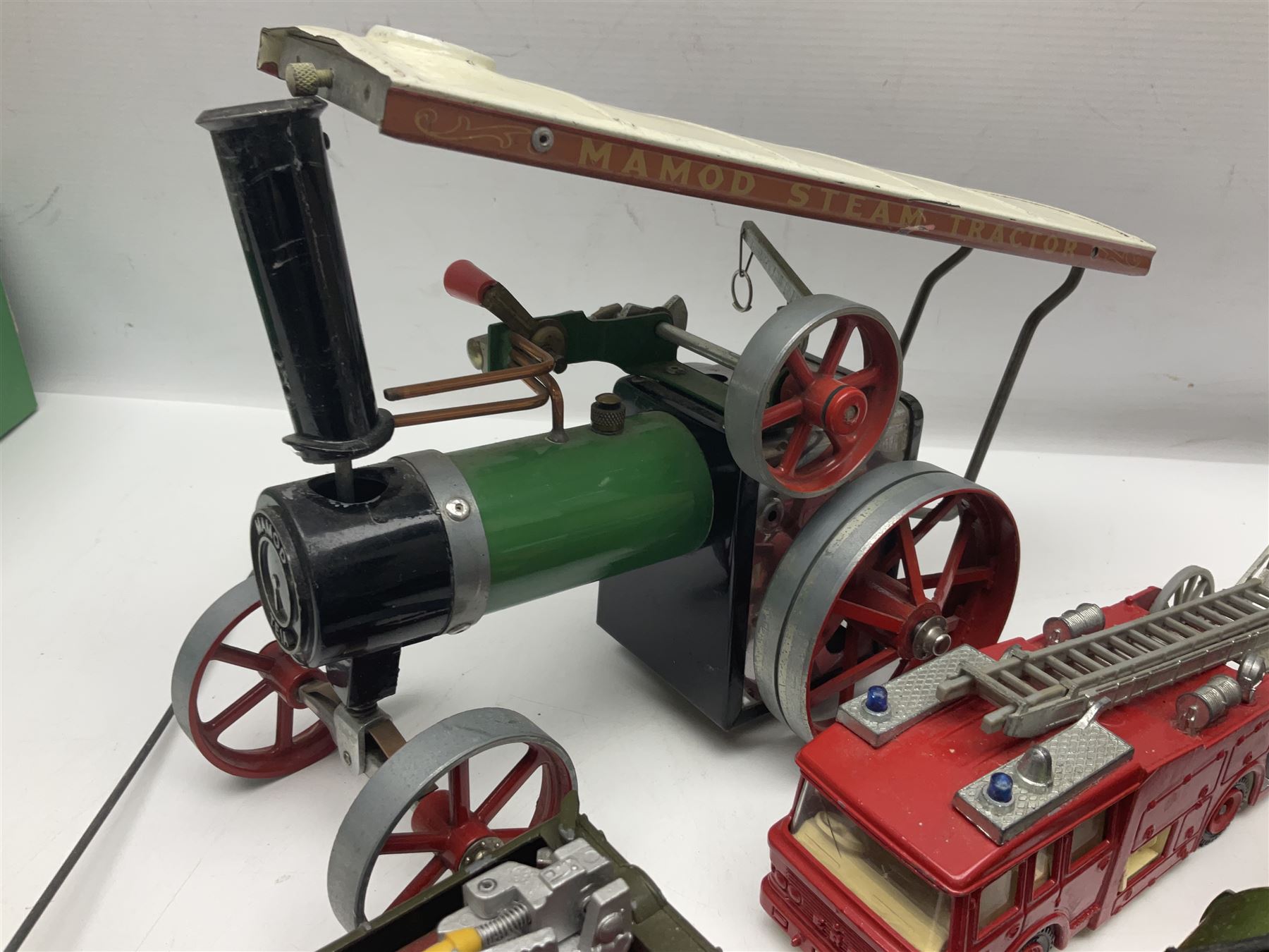 Mamod steam engine, together with other die cast cars etc