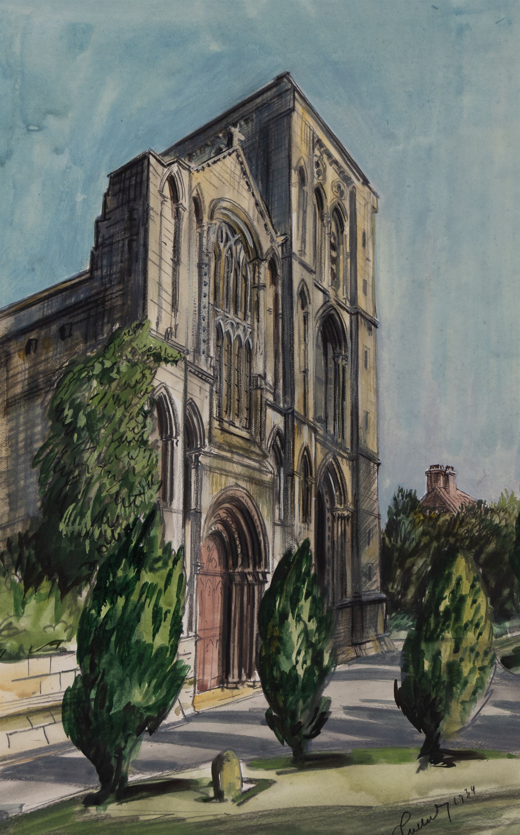 Joseph Ridley Ratcliffe McCulloch RBA (British 1893-1961): Collection of locations across North Yorkshire including 'Scarboro' Castle' and 'Whitby', five mixed media signed dated and titled max 19.5cm x 31.5cm (5) (unframed)