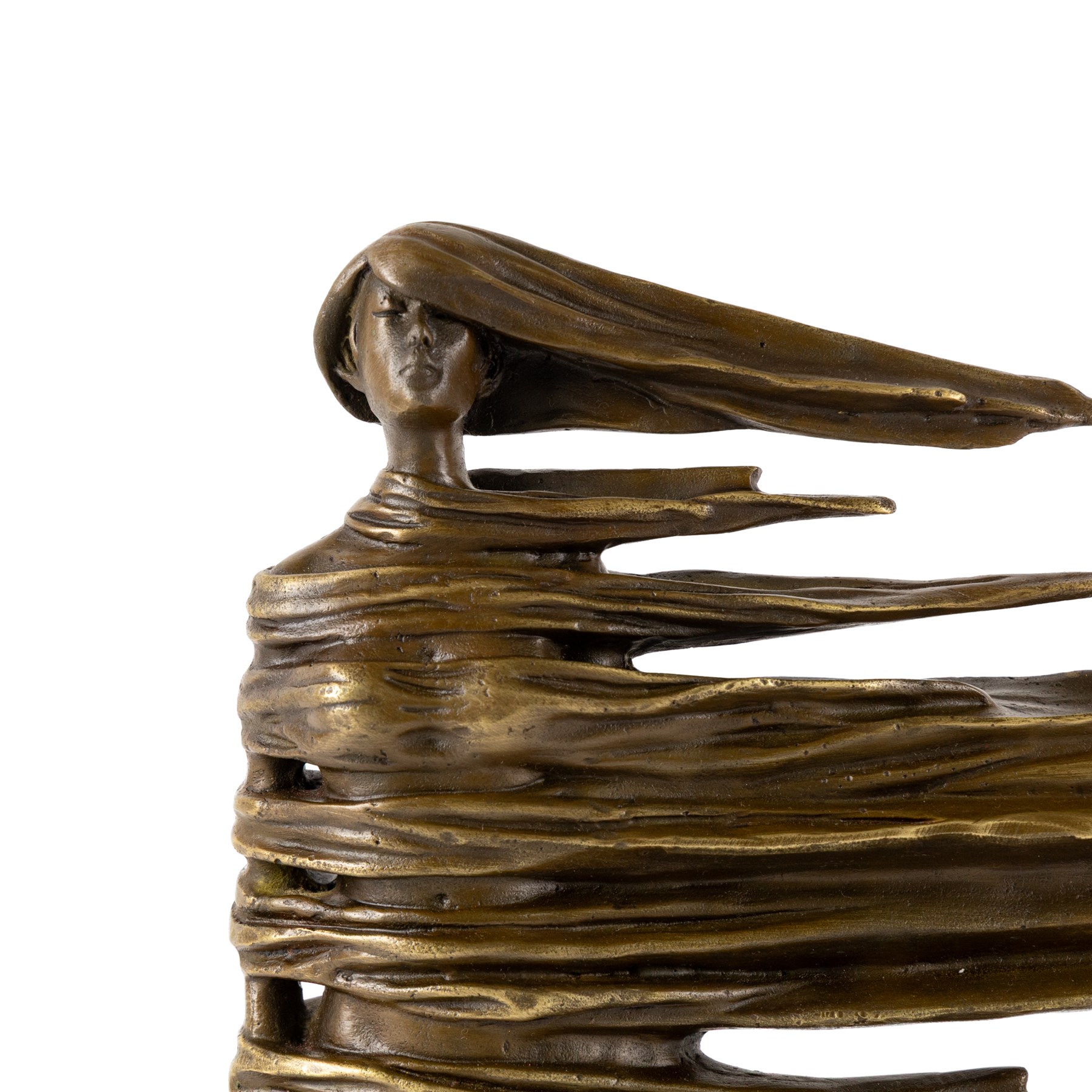 Bronze sculpture, Girl in the Wind, upon a rectangular marble base, H36cm 