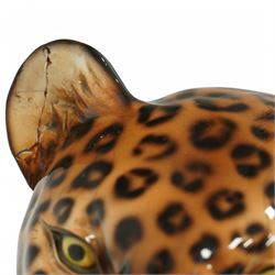 Favaro Cecchetto - large ceramic figure of a leopard, in seated position looking left 