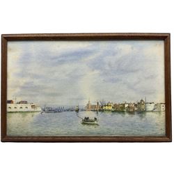 Shipping and Fishing boat in 'Portsmouth Harbour', unsigned watercolour 