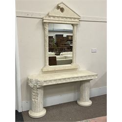 Cast architectural stone effect console table with mirror