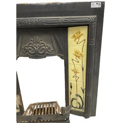 Gallery Collection Fireplaces - 'Toulouse' Art Nouveau inspired cast iron fireplace inset, decorated with rose design tiled uprights