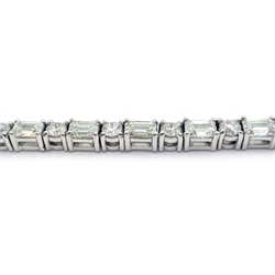  White gold baguette and round brilliant cut diamond bracelet, hallmarked 18ct diamonds approx 5.9 carat  
