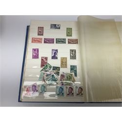 Great British and World stamps and coins, including France 1869 two francs, 1938 ten francs coin, Netherlands 1940 one gulden coin, King George VI Australia 1941 sixpence coin, Great Britain and Northern Ireland 1980 coin year set, stockbook of stamps and a vintage stamp catalogue etc