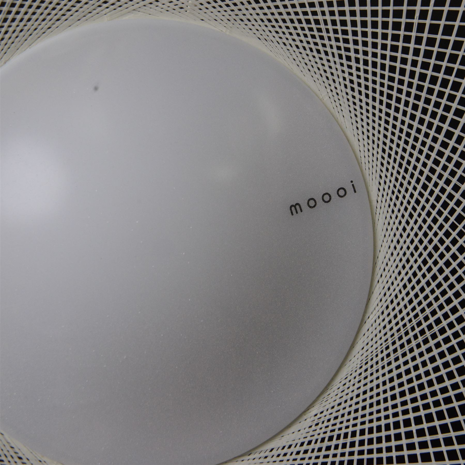 Moooi - NR2 pendant light, circular openwork shade formed from fine white threads in a complex woven lattice, enclosing an internal light source, suspended from a white cable and ceiling rose