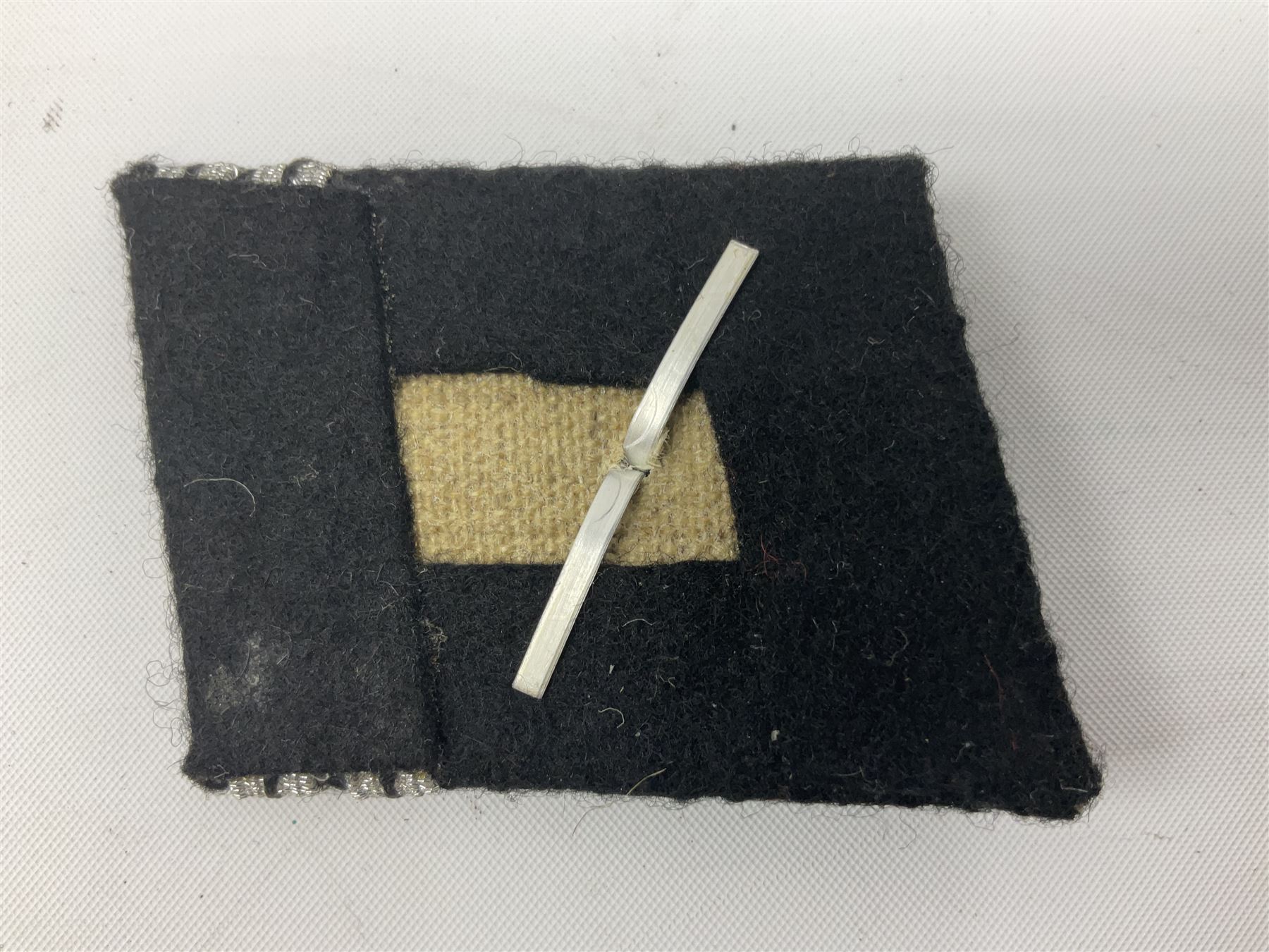 Two WW2 German 'SS' uniform cloth collar patches and sleeve eagle for Schafuhrer rank (3)
