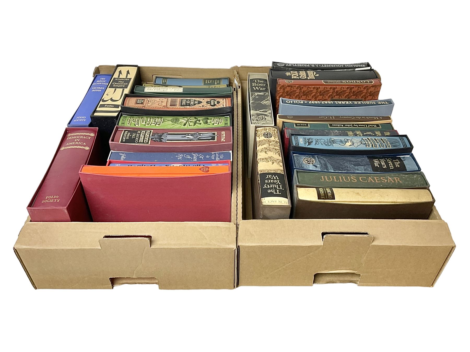 Folio Society; twenty eight volumes, including The Seven Year War, The Boer War, The Ottoman Empire, The Moons a Balloon, Captain Cooks Voyages etc 