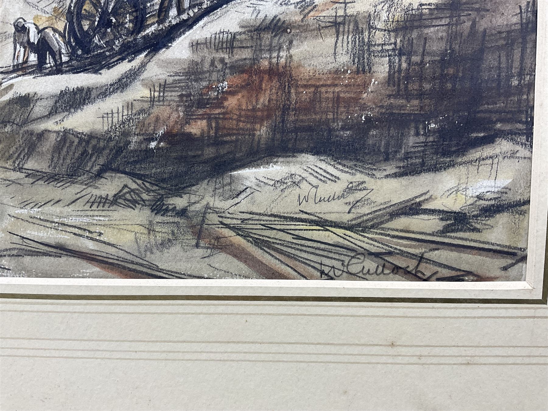 Joseph Ridley Ratcliffe McCulloch RBA (British 1893-1961): Permanent Site of the Building Society - Leeds, watercolour signed 25cm x 32cm 
Notes: McCulloch draughtsman, watercolourist, printmaker and teacher born and educated in Leeds at Brudenell School Hyde Park, gained a diploma at the Royal College of Art in 1912. Taught at Ipswich School of Art and life drawing at Goldsmiths' College of Art 1941-1950. Unfortunately came to a sad end, reportedly selling papers and matches on the London streets