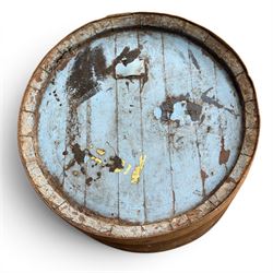 Vintage oak and metal bound whiskey barrel