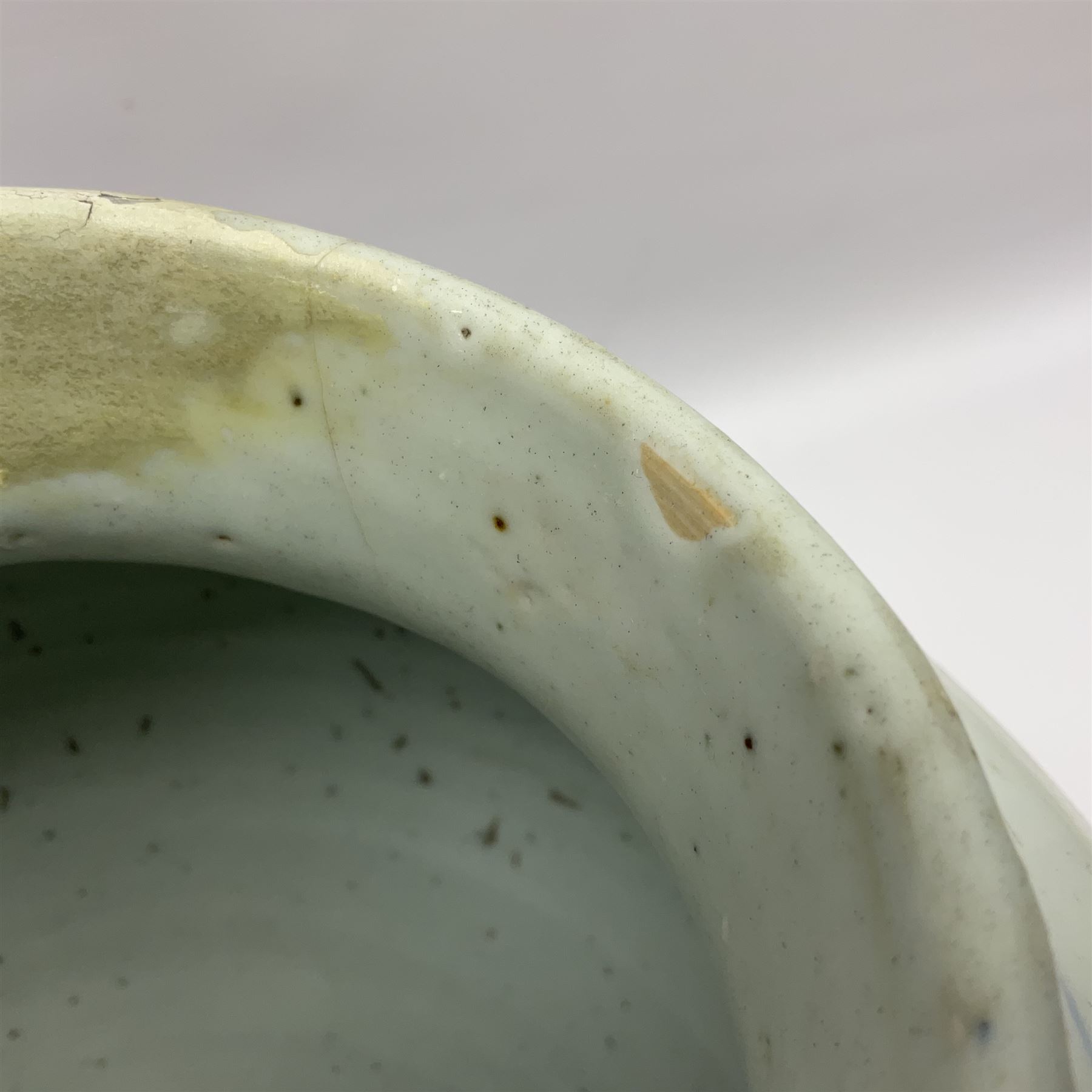 19th century Chinese Wucai vase and cover, decorated  with peacock on blue rockwork and other birds flying amongst tree peonies, H43cm