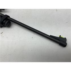 Crosman Model 2250B .22 cal. CO2 rifle, with PAO red dot sight and skeleton stock, serial no.221B76447, L77.5cm overall  NB: AGE RESTRICTIONS APPLY TO THE PURCHASE OF AIR WEAPONS.