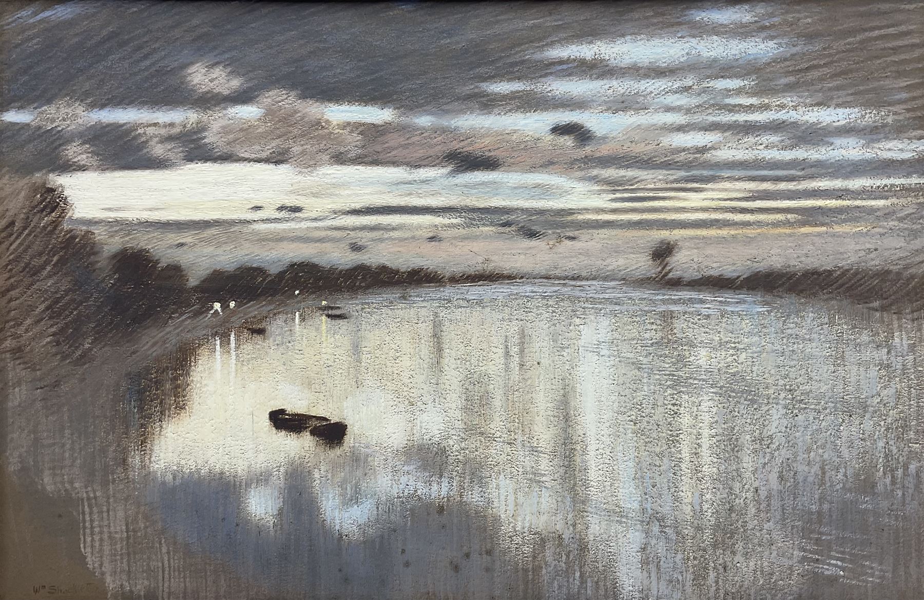 William Shackleton (Bradford 1872-1933): Frozen Lake, pastel on board signed 24cm x 36cm 