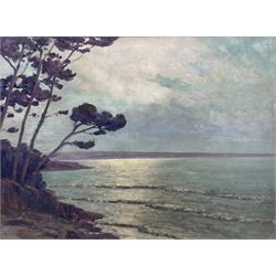 Arsène Chabanian (Armenian 1864-1949): Tranquil Coastal Scene by Moonlight, oil on canvas signed 59cm x 80cm 