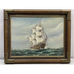 Ambrose (British 20th century): Ship in Stormy Seas, oil on canvas signed 30cm x 40cm