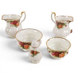 Royal Albert Old Country Roses pattern part tea service, including fifteen teacups and saucers, two open sucrier, two milk jugs, twenty side plates etc  