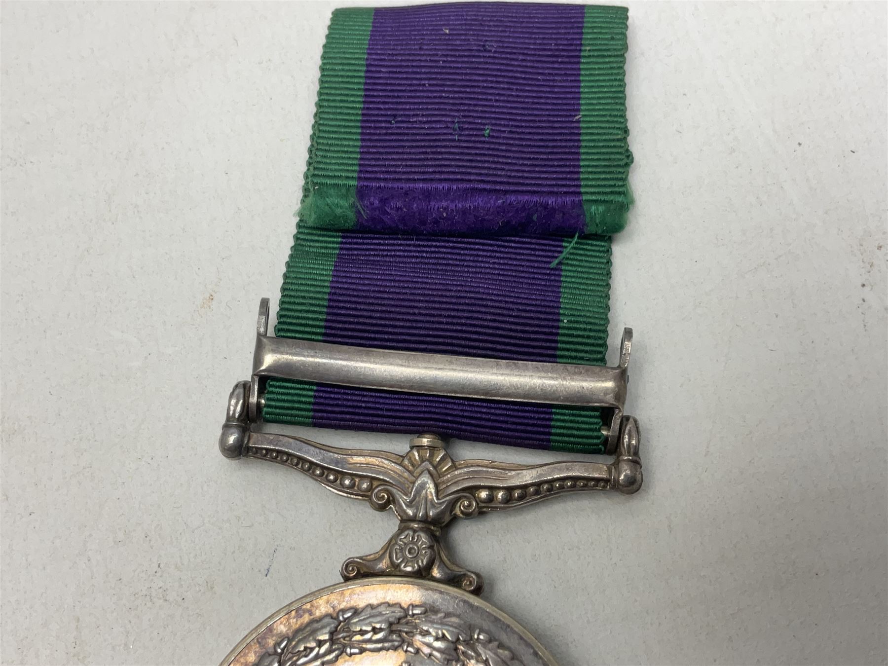 Elizabeth II General Service Medal with Borneo clasp awarded to 23919414 Pte. J.N. McKenna RAOC; with ribbon