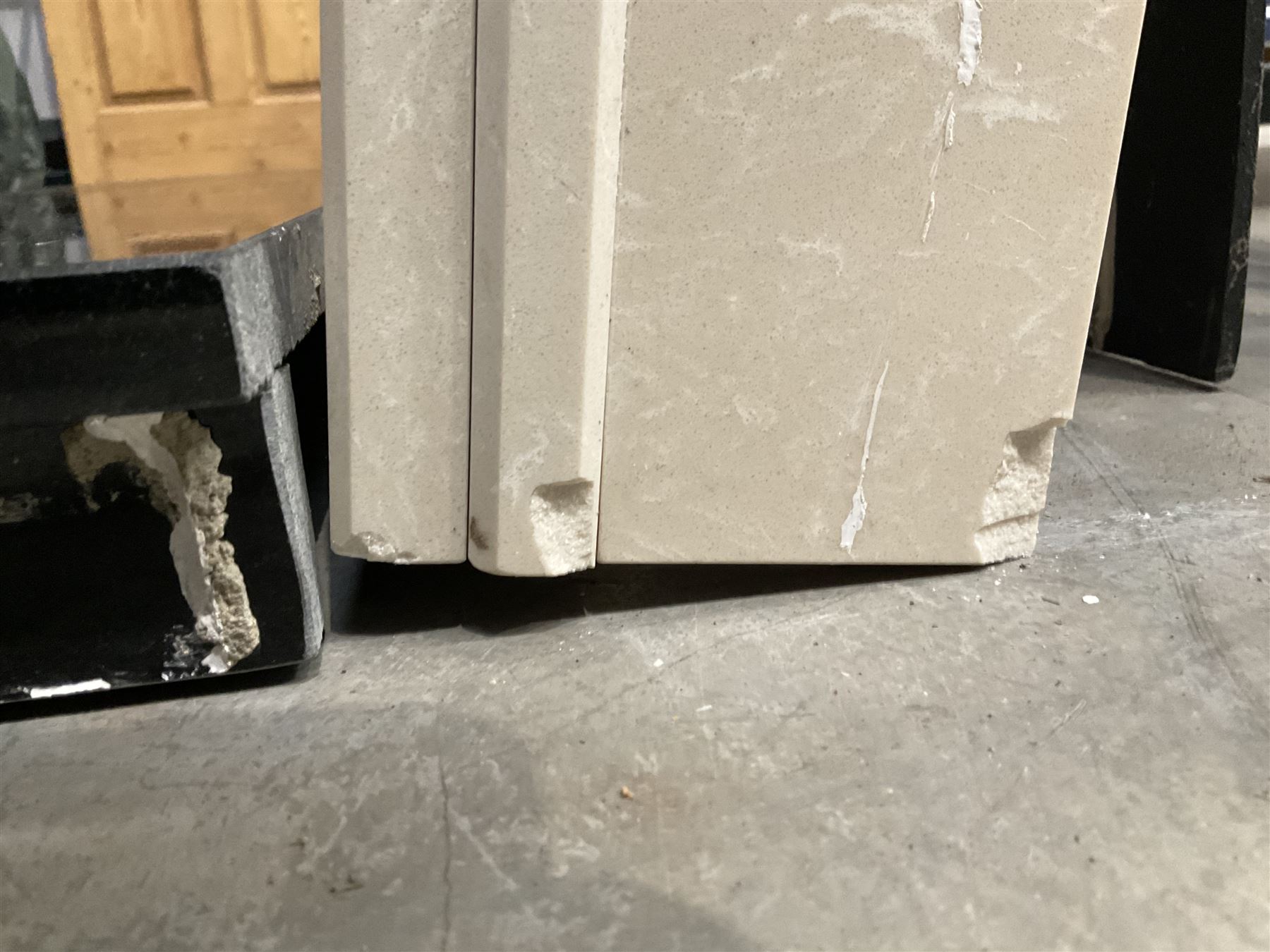 Aurora Dorchester Black Fire suite - granite style surround with cast iron insert, electric fire with remote and black hearth