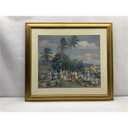 Hon. Mrs Kathleen Airini Vane (New Zealand 1891-1965): Ceylon Market, watercolour and gouache signed and dated '41, 54cm x 64cm 
Notes: 'Kitty' (née Mair), married Hon. Captain Ralph Vane, third son of Lord and Lady Barnard of Raby Castle, Yorkshire 
