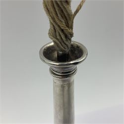 Victorian silver novelty table lighter, modelled in the form of a horn, hallmarked Joseph Braham, London 1887, L19cm