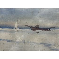 Joseph Richard Bagshawe (Staithes Group 1870-1909): Boats in Calm Waters, watercolour unsigned, authenticated by the artist's granddaughter Susie on label verso 15cm x 21cm