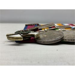 South Africa/WW1 Distinguished Service Order group of seven medals comprising D.S,O. with original ribbon bar and top bar slider, Queens South Africa Medal with three clasps for Defence of Kimberley, Orange Free State and Transvaal, Kings South Africa Medal with two clasps for South Africa 1901 & 1902 awarded to Capt. C.J. O'Gorman D.S.O. R.A.M.C., 1914-15 Star, British War Medal and Victory Medal with MID oak leaves awarded to Major (later Lt. Col.) C.J. O'Gorman D.S.O. R.A.M.C. and Kimberley Star 1899-1900; together with copies of research and biographical material