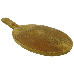  'Mouseman' oak oval cheese board by Robert Thompson of Kilburn with carved mouse signature, L37cm   